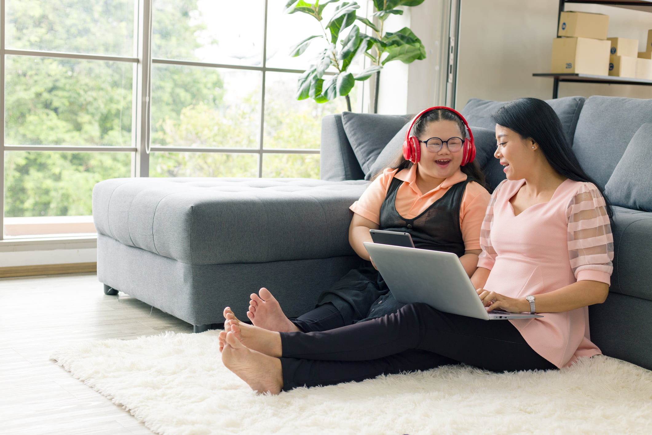 Mother works from home to takes care of disabled daughter.